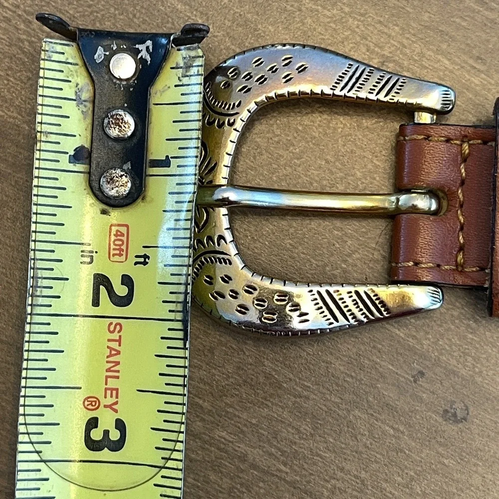 The Limited Beaded Belt Womens Large Brown Leather Vintage‎ Multicolor 30-34